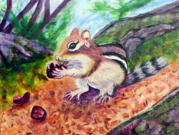 Chipmunk Eating Cherry by artist DJ Geribo